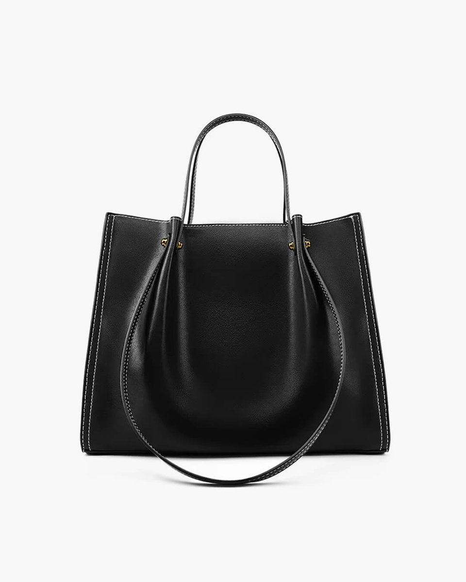 Women's Minimalist Vegan Leather Laptop Bag in Black