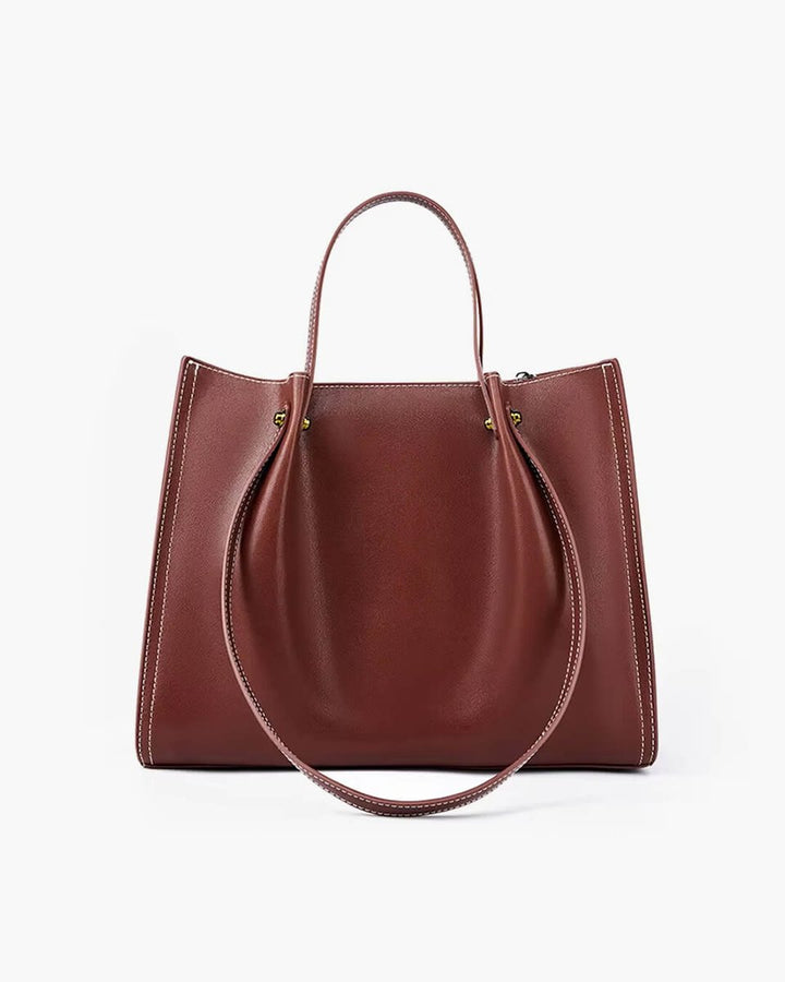 Women's Minimalist Vegan Leather Laptop Bag in Brown