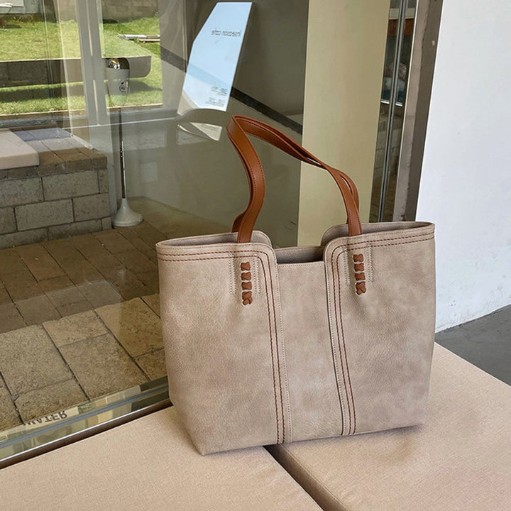 Women's Minimalist Vegan Leather Laptop Bag for Work in Khaki