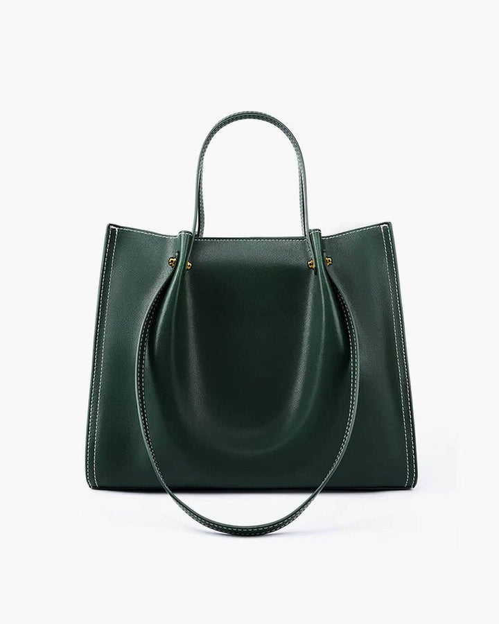 Women's Minimalist Vegan Leather Laptop Bag in Green