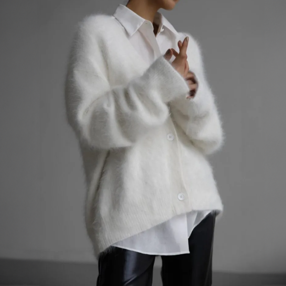 Women's Nylon Cardigan for Fall Layering in Avoiré Weiß