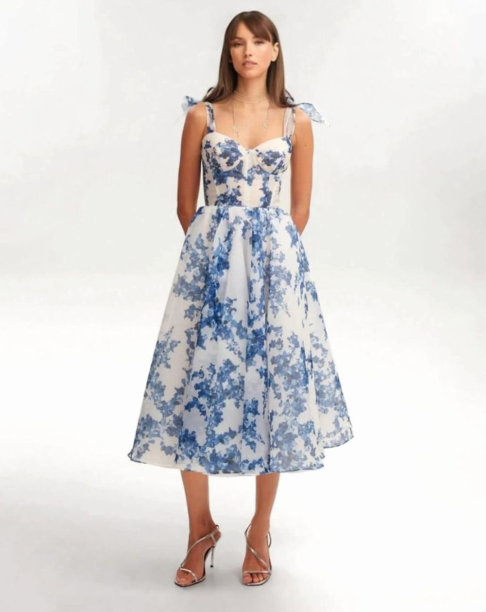 Women's Off-Shoulder Corset Fall Wedding Guest Dress in Blue