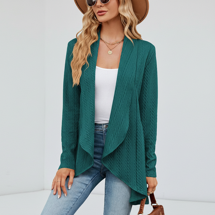 Women's Open-Front Knit Cardigan for Casual Layering in Green