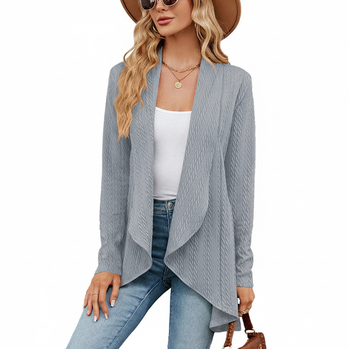 Women's Open-Front Knit Cardigan for Casual Layering in Grey