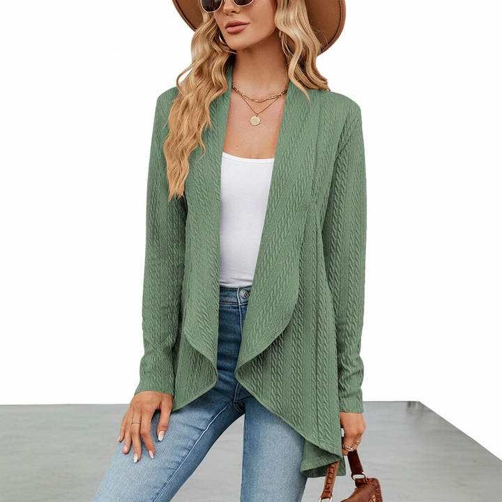 Women's Open-Front Knit Cardigan for Casual Layering in Light Green