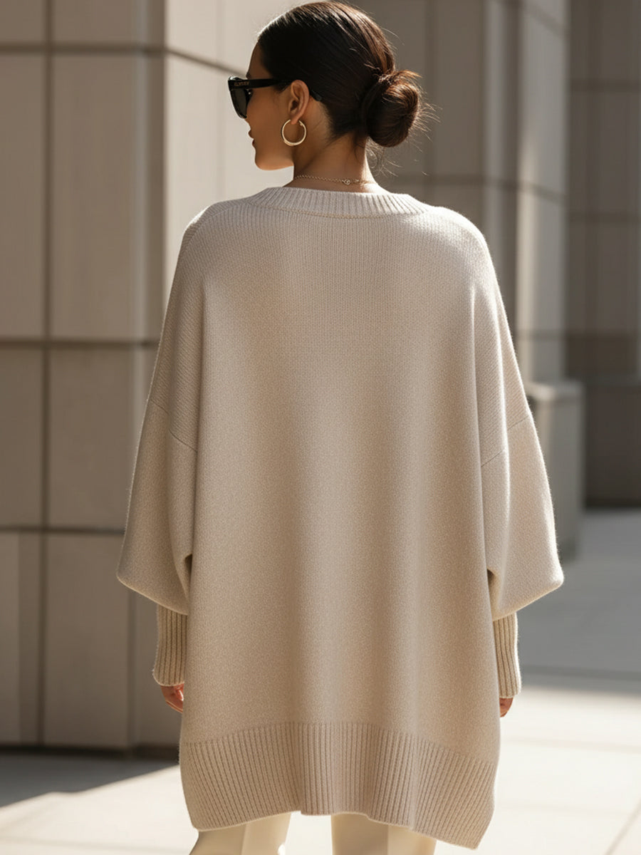 Women's Oversized Black Wool Sweater for Fall (4)