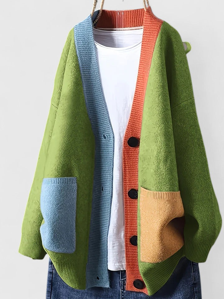 Women's Oversized Lightweight Cardigan for Layering in Green