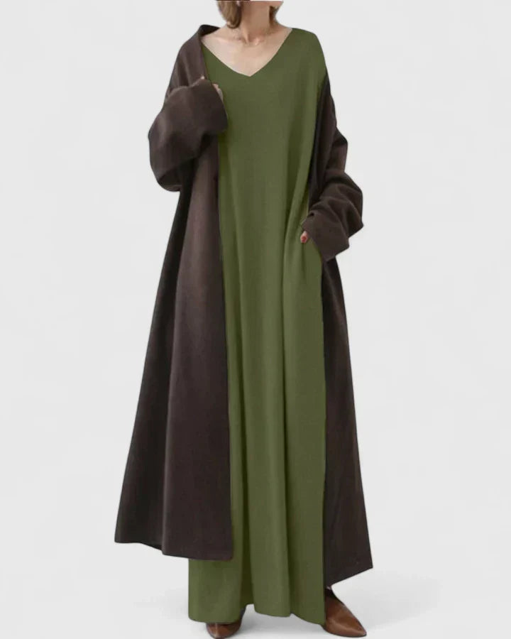 Women's Oversized Maxi Knit Wedding Guest Dress in Grey 2