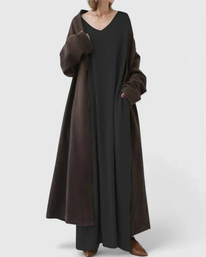 Women's Oversized Maxi Knit Wedding Guest Dress in Grey 4