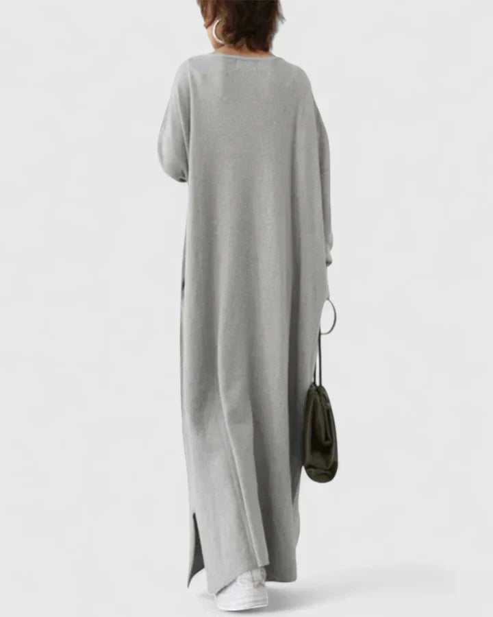 Women's Oversized Maxi Knit Wedding Guest Dress in Grey 5