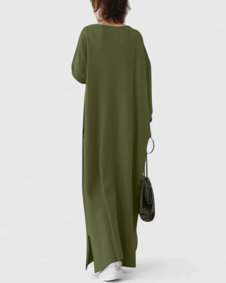 Women's Oversized Maxi Knit Wedding Guest Dress in Grey 6