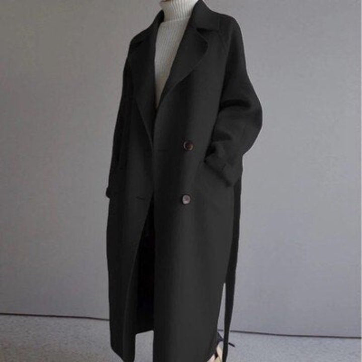 Women's Oversized Wool Coat for Fall in Black