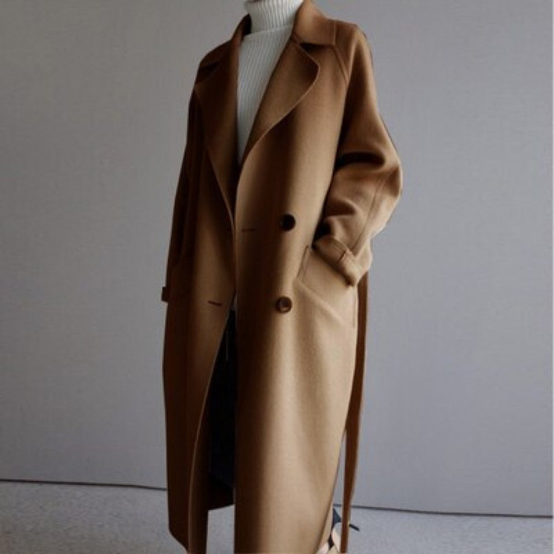 Women's Oversized Wool Coat for Fall in Caramel