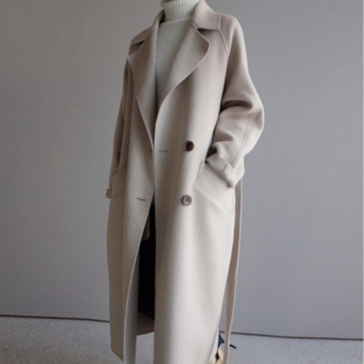 Women's Oversized Wool Coat for Fall in Off-White