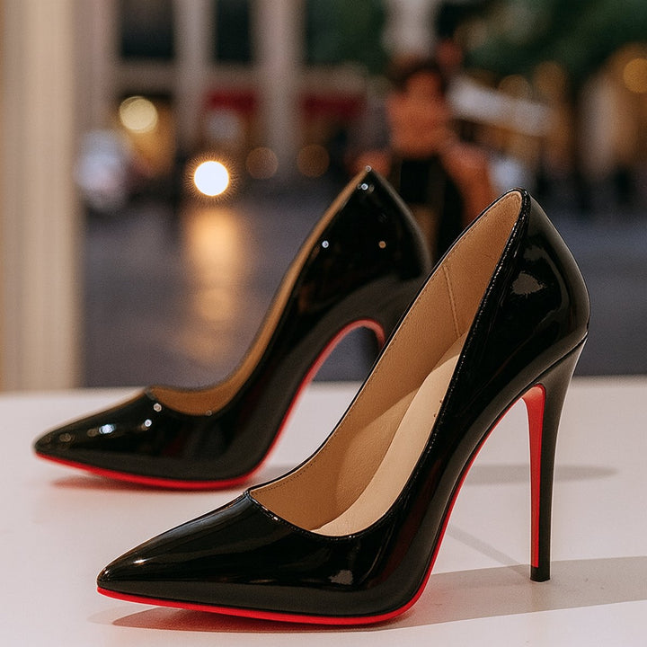 Women's Patent Leather Sleek Pointed-Toe Pumps in Black