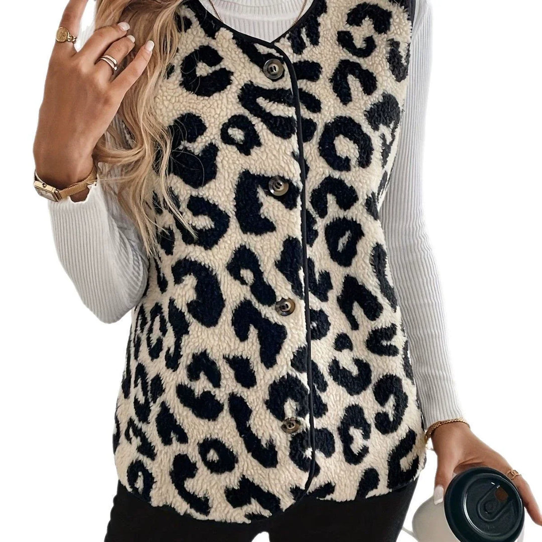 Women's Patterned Sleeveless Knit Cardigan