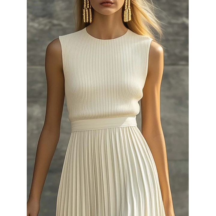 Women's Pleated Skirt Blouse for Fall Weddings in Cream 4