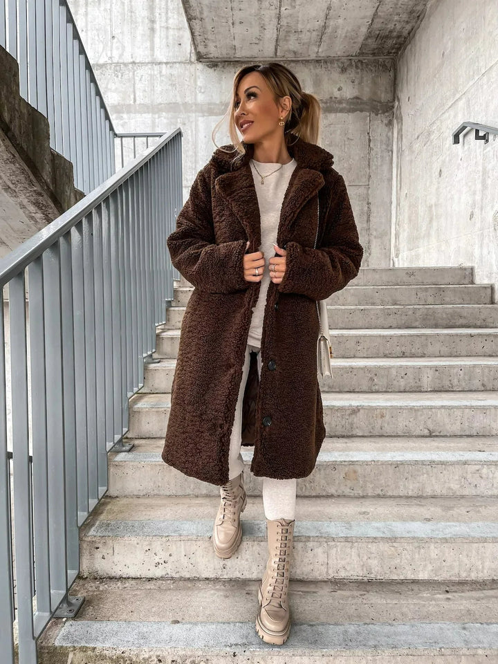 Women's Plush Knee-Length Trench Coat (4)