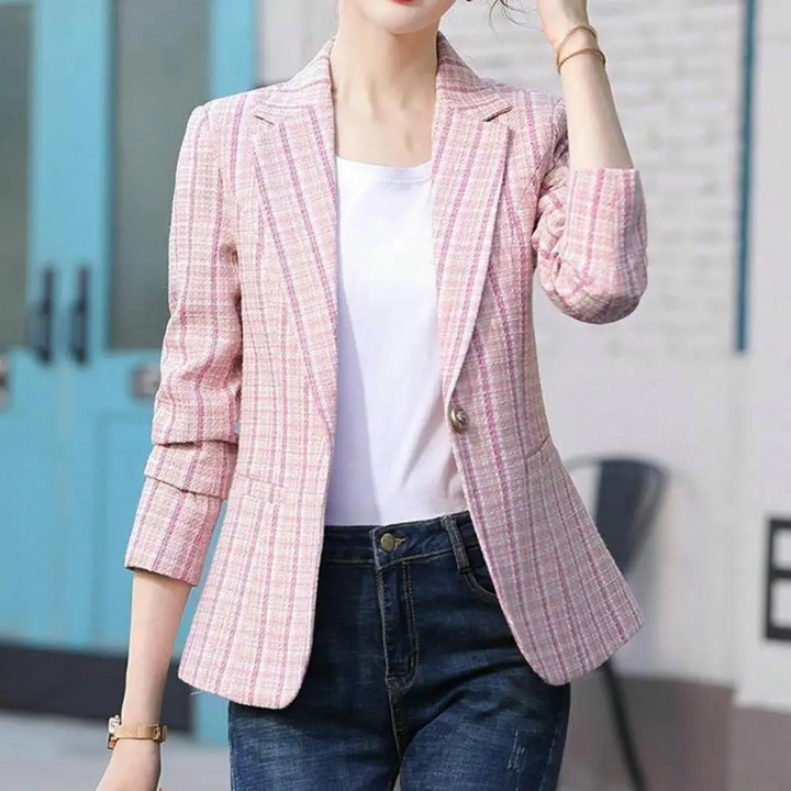 Women's Professional Tailored Single-Button Jacket in Pink