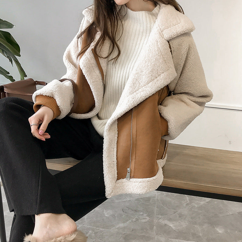 Women's Puffer Jacket with Shearling Pile Collar (3)