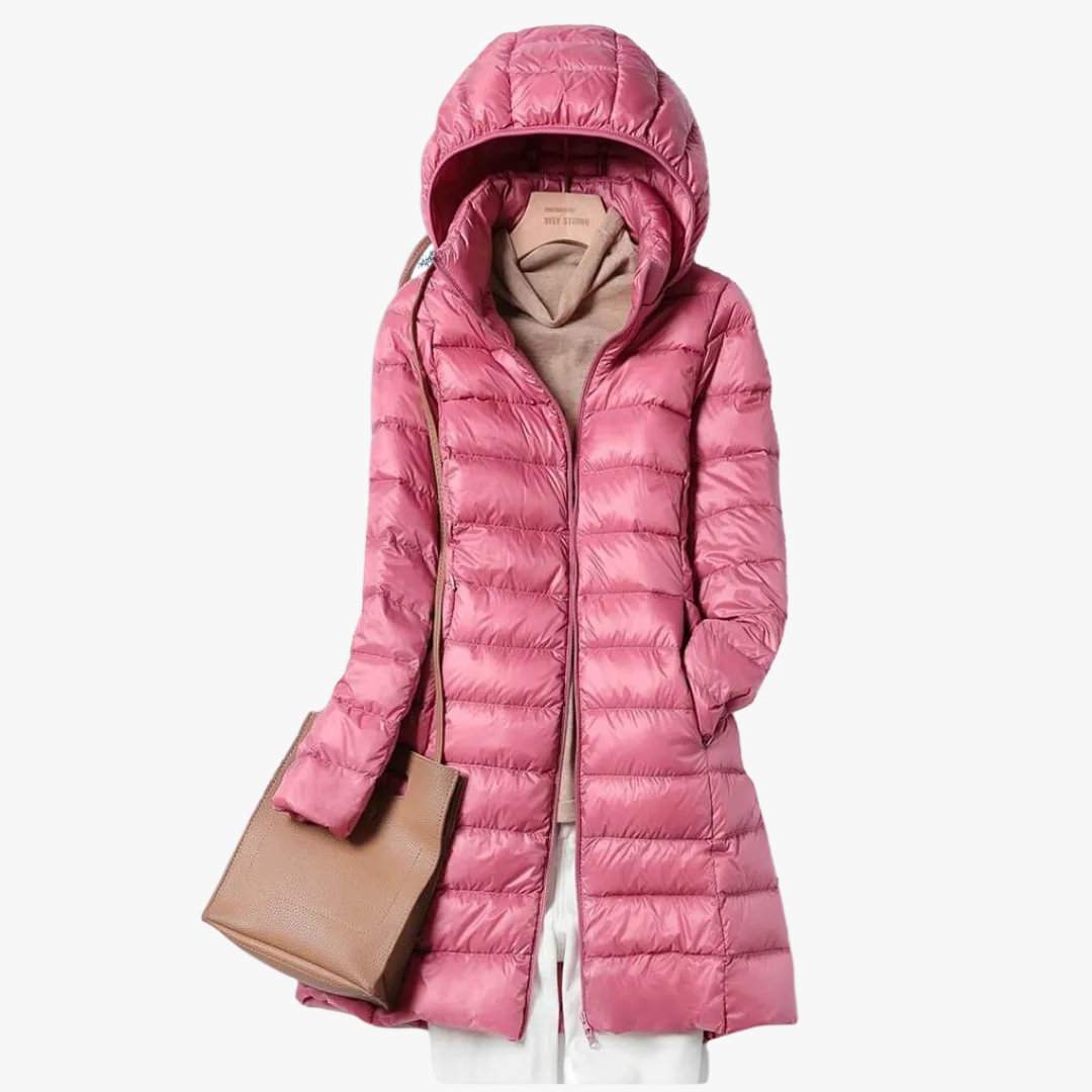 Women's Quilted Puffer Jacket for Fall Layering in Pink