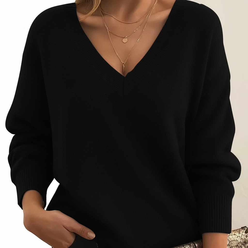 Women's Red Cashmere Sweater for Fall in Black