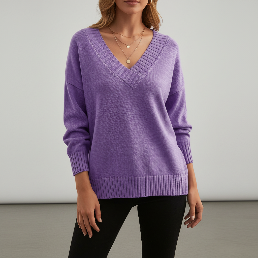 Women's Red Cashmere Sweater for Fall in Purple