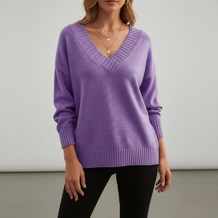 Women's Red Cashmere Sweater for Fall in Purple