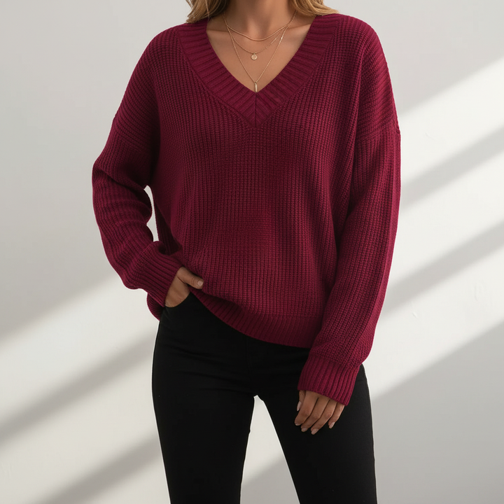 Women's Red Cashmere Sweater for Fall in Red