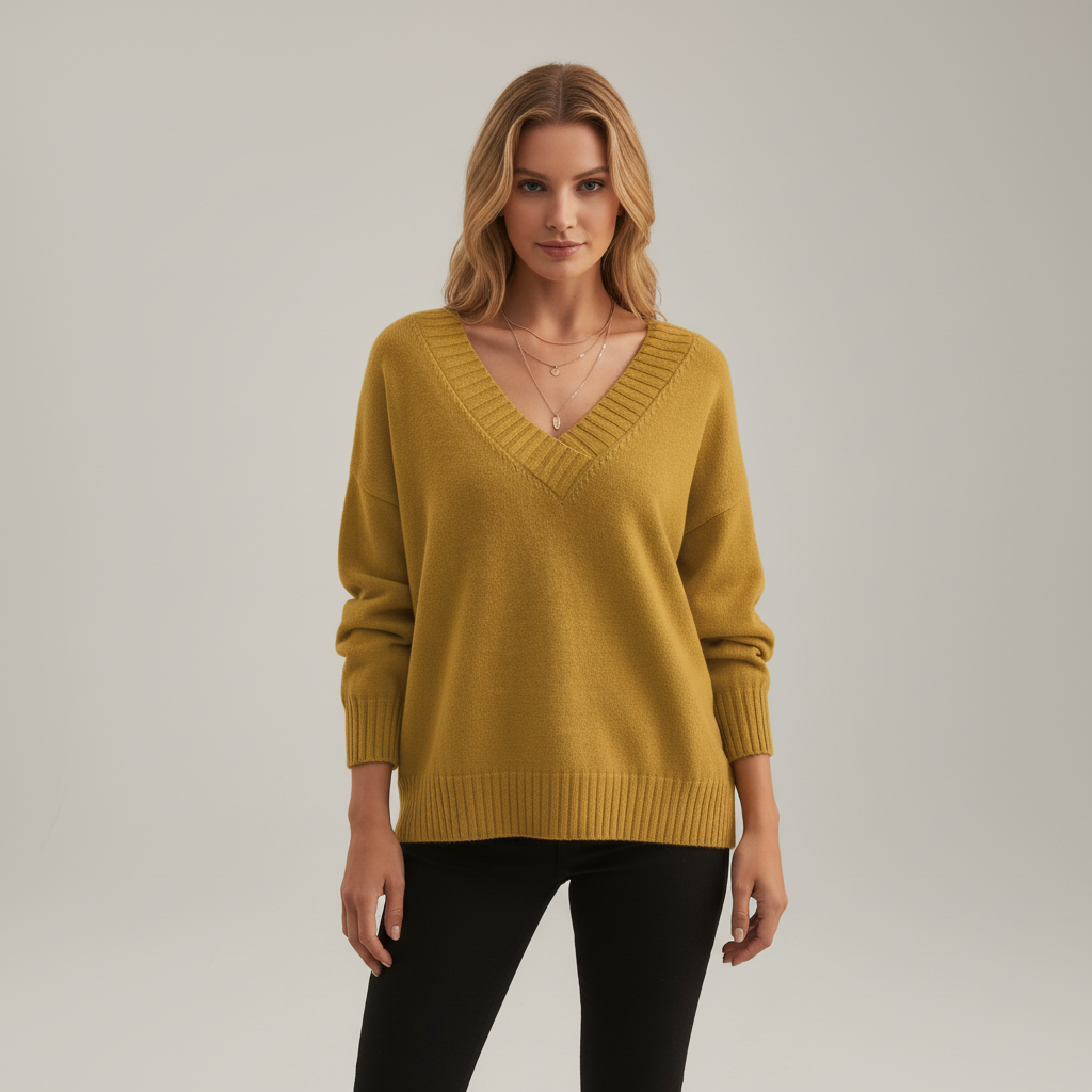Women's Red Cashmere Sweater for Fall in Yellow