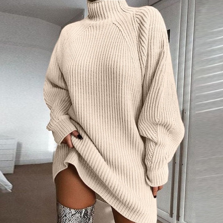 Women's Red Sweater Dress for Fall in Beige