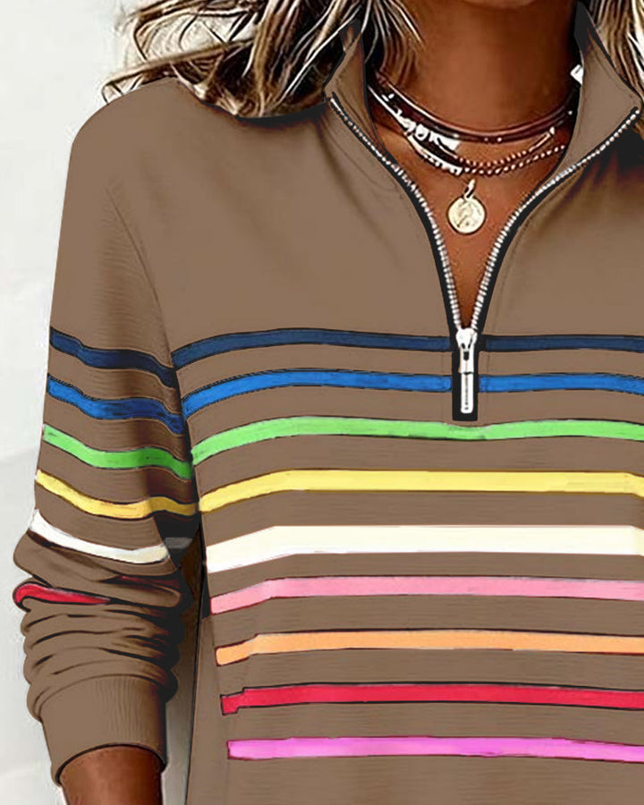 Women's Red Sweater with Striped Knit Detail (14)