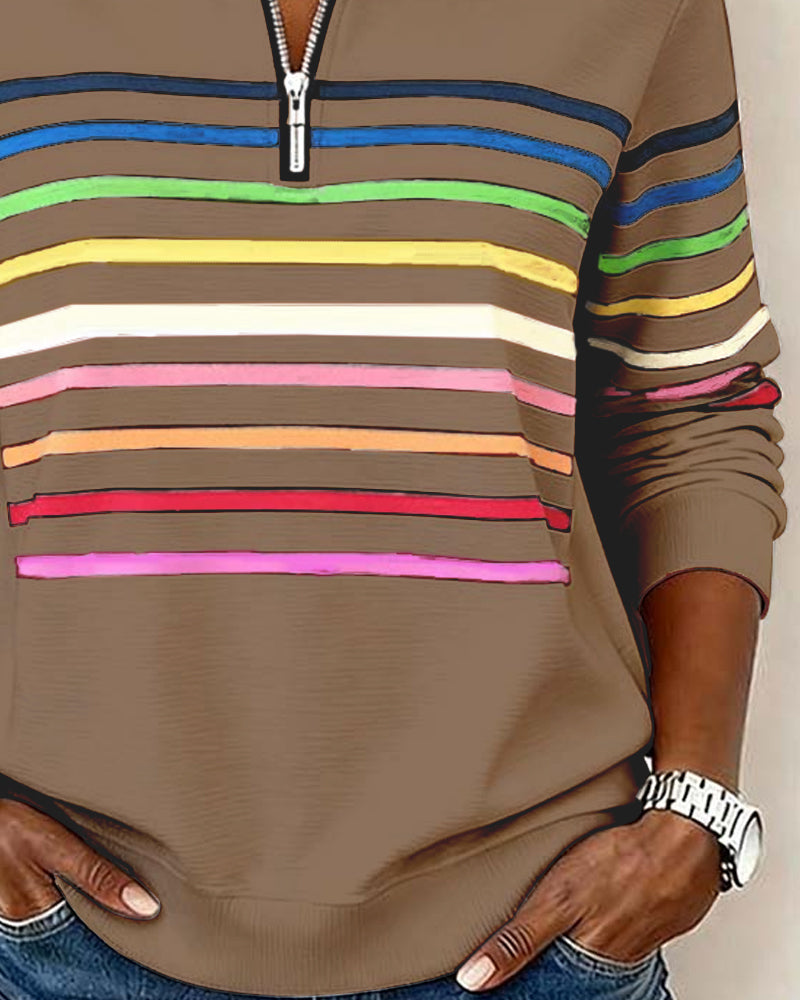 Women's Red Sweater with Striped Knit Detail (15)