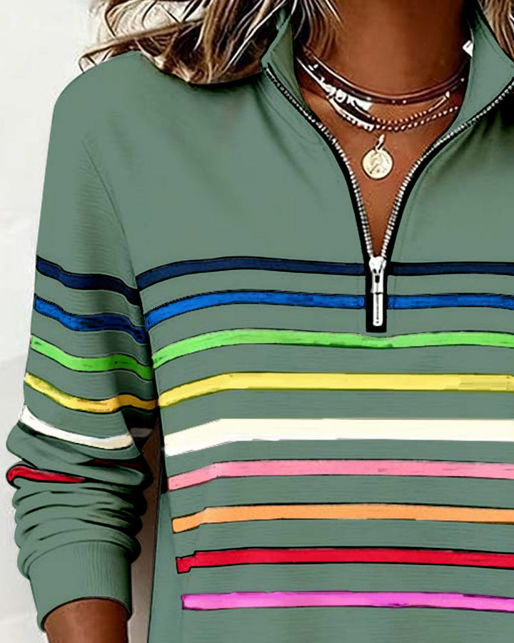 Women's Red Sweater with Striped Knit Detail (17)