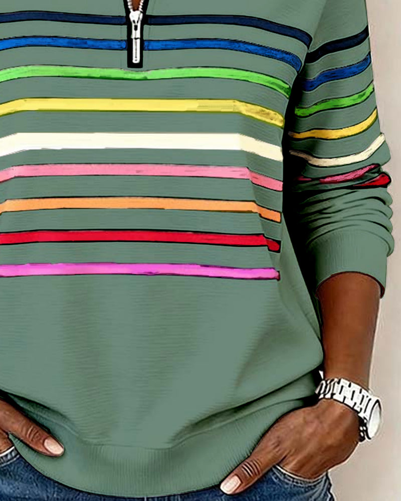 Women's Red Sweater with Striped Knit Detail (18)