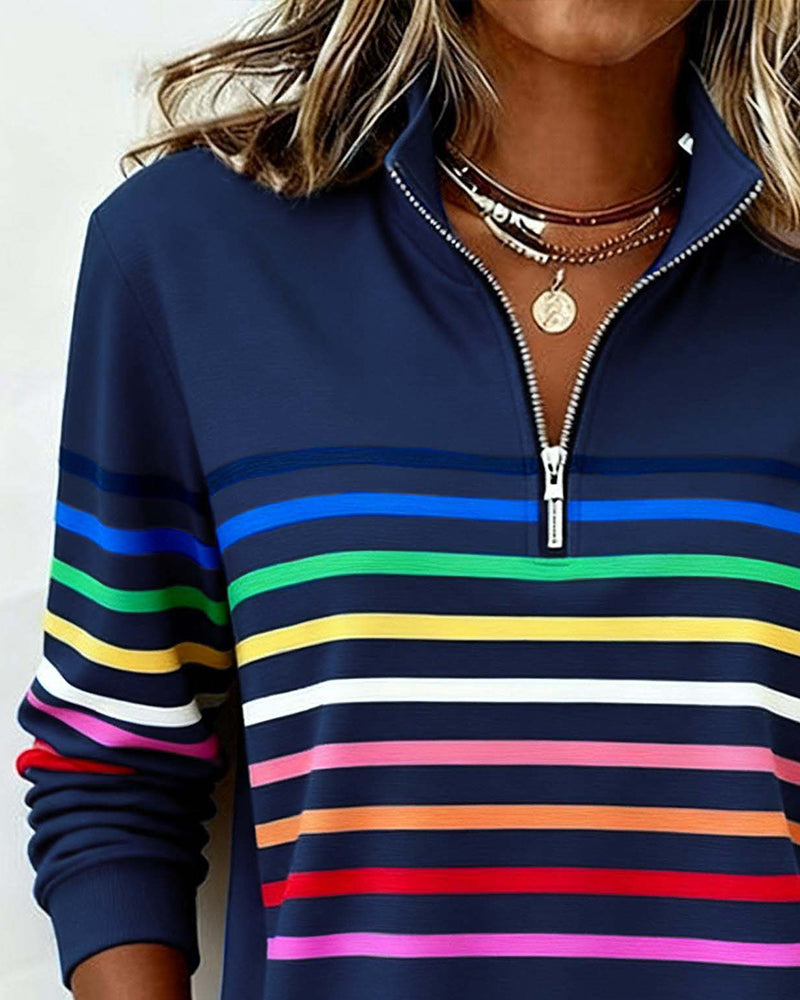 Women's Red Sweater with Striped Knit Detail (5)