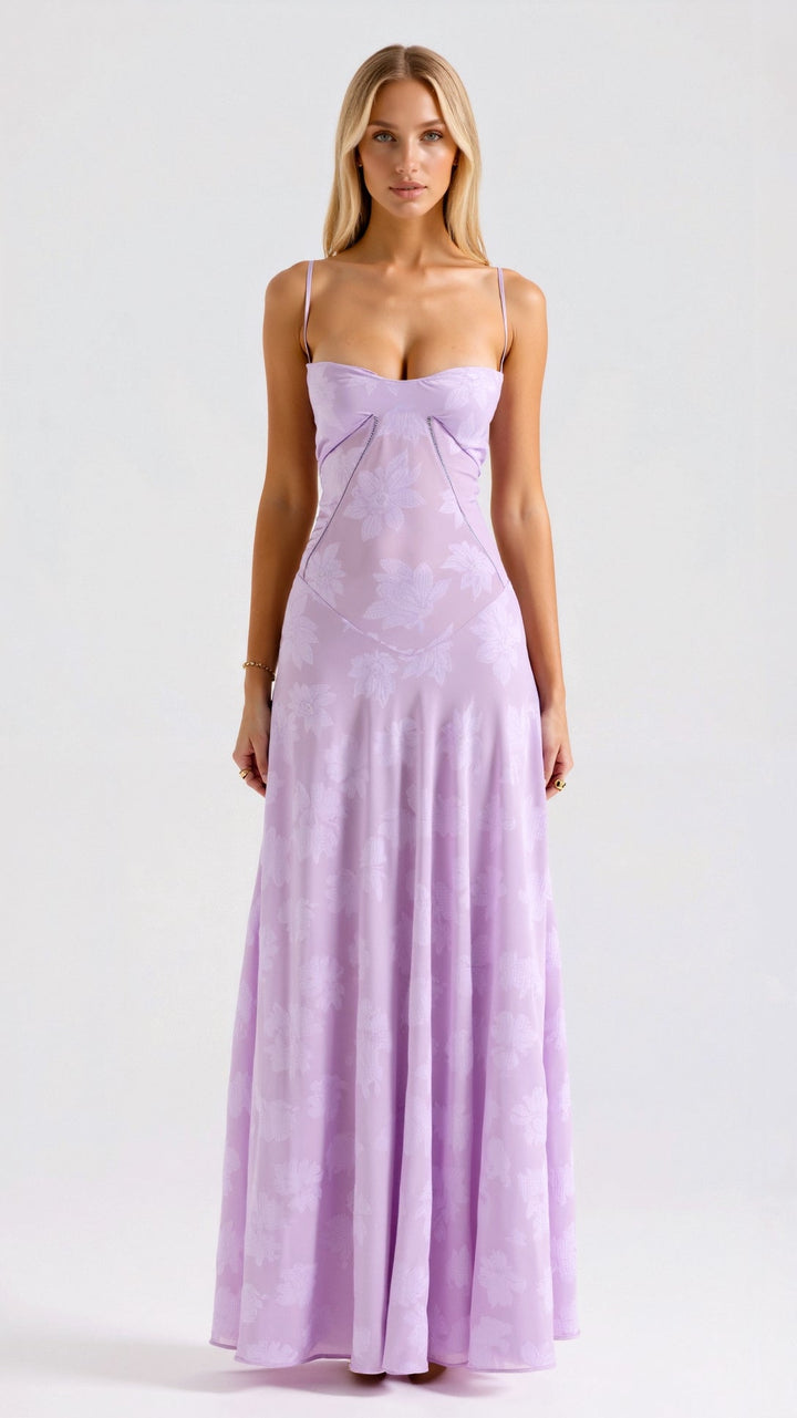 Women's Refined Fall Wedding Guest Dress in Purple