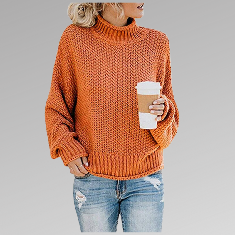 Women's Refined Knit Pullover in Orange