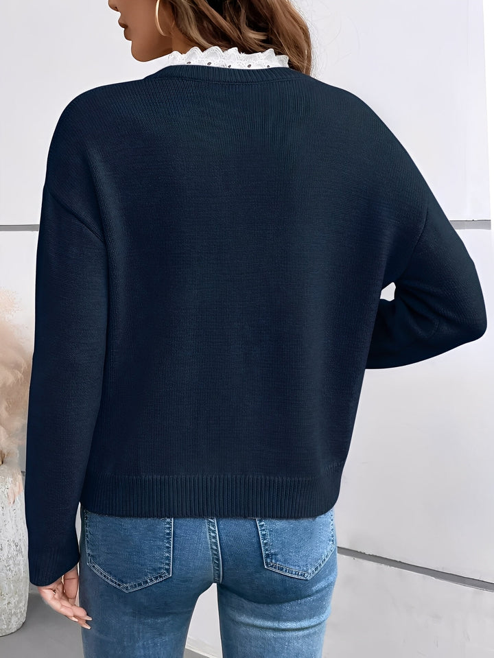 Women's Refined Lace Sweater for Everyday Versatility (2)