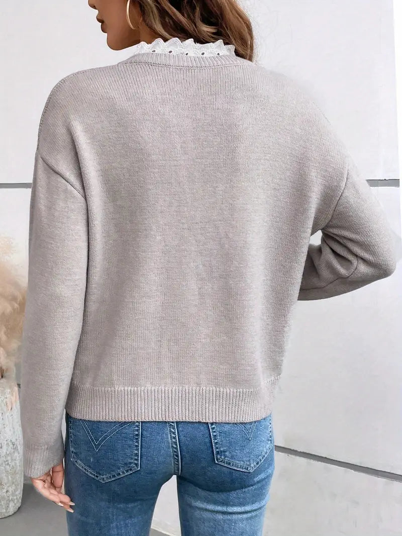 Women's Refined Lace Sweater for Everyday Versatility (5)