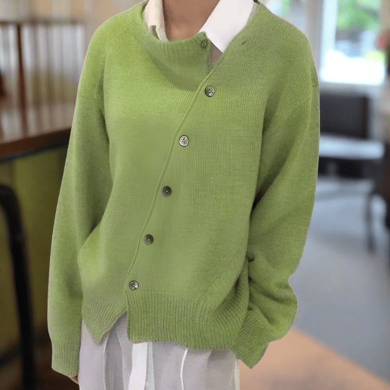 Women's Relaxed Cardigan for Layering in Green