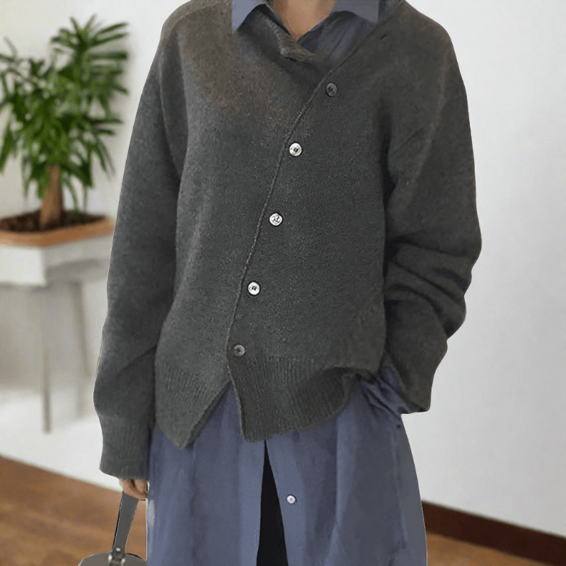 Women's Relaxed Cardigan for Layering in Grey