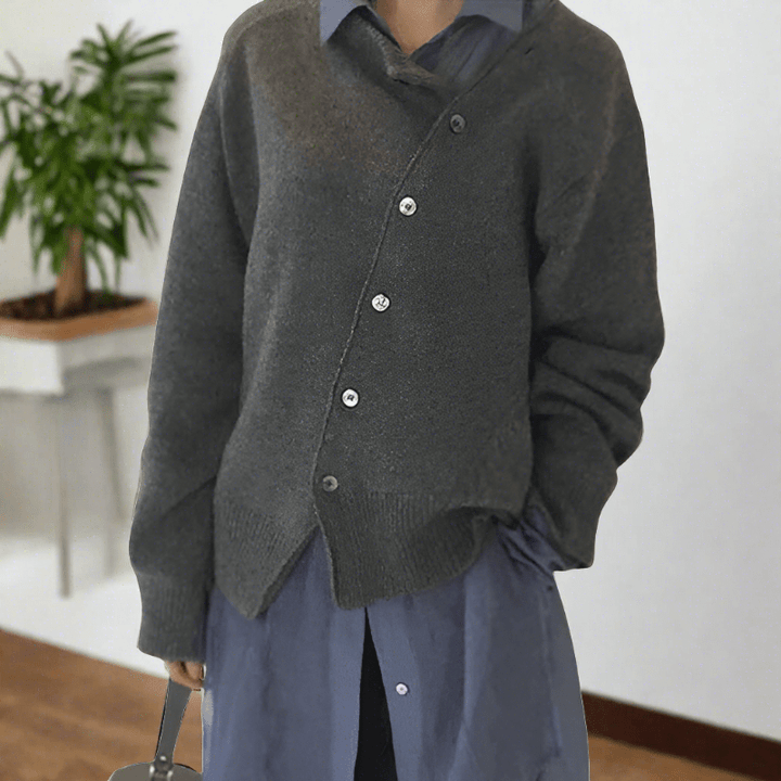 Women's Relaxed Cardigan for Layering in Grey