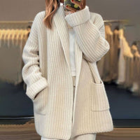 Olivia | Women's Relaxed Knit Cardigan with Integrated Scarf