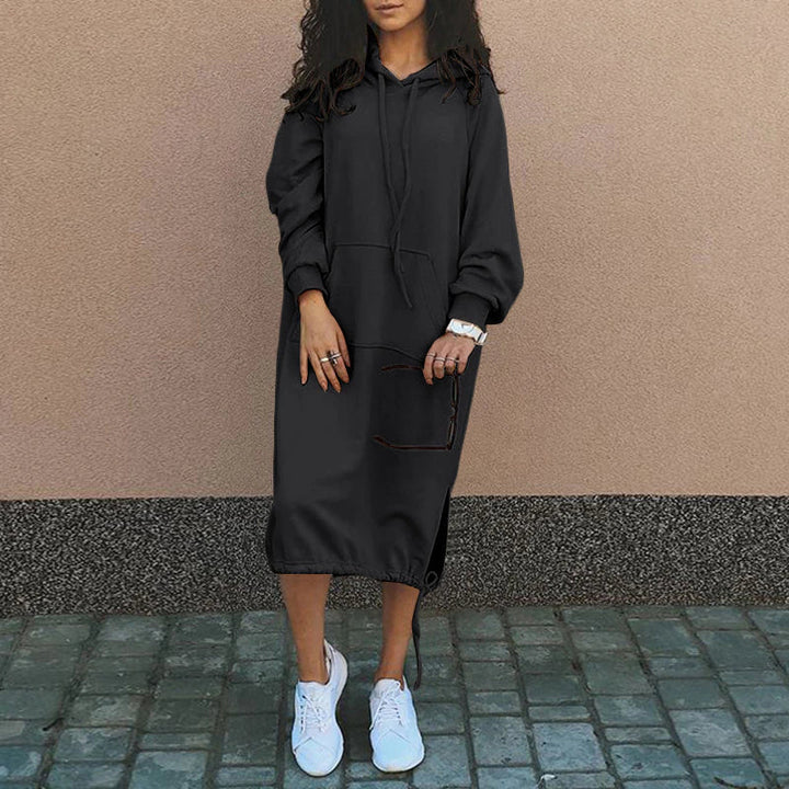 Women's Relaxed Oversized Sweater Dress for Fall in Black