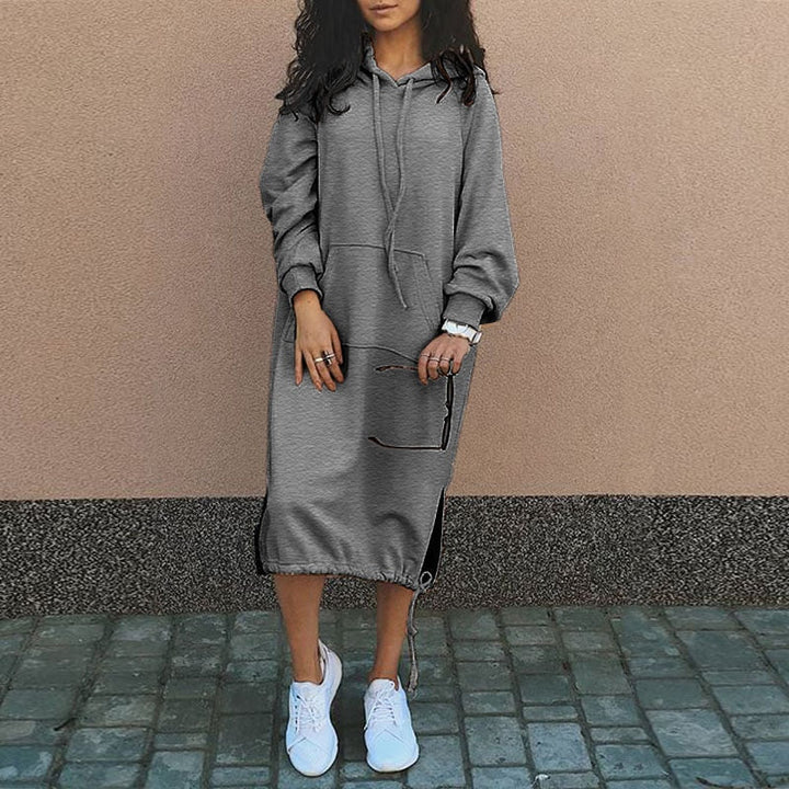 Women's Relaxed Oversized Sweater Dress for Fall in Grey