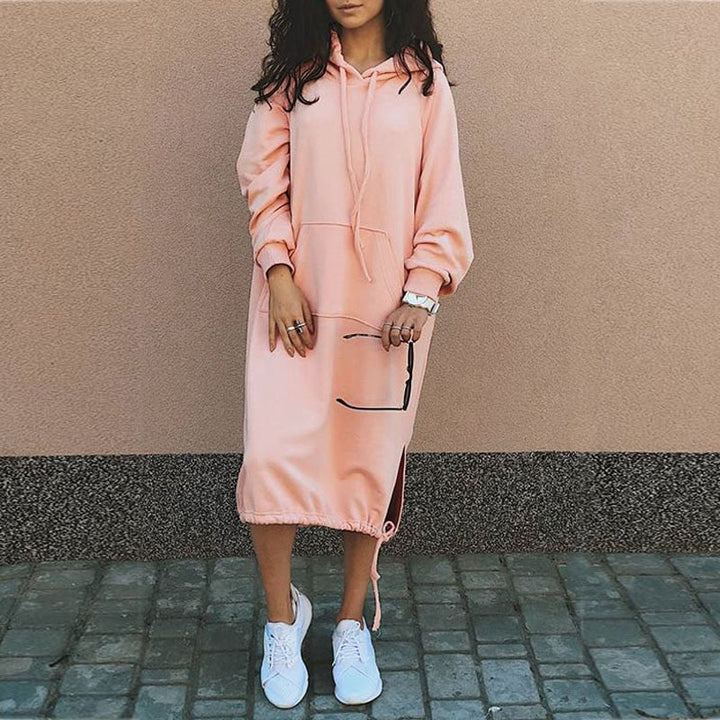 Women's Relaxed Oversized Sweater Dress for Fall in Pink