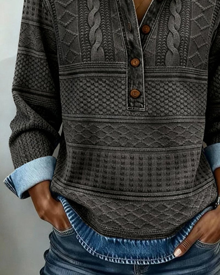 Women's Relaxed Pullover with Denim Collar (7)