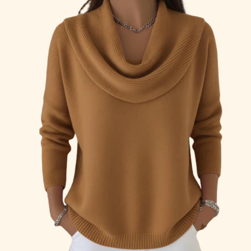 Women's Relaxed Waterfall Sweater for Layering in Brown