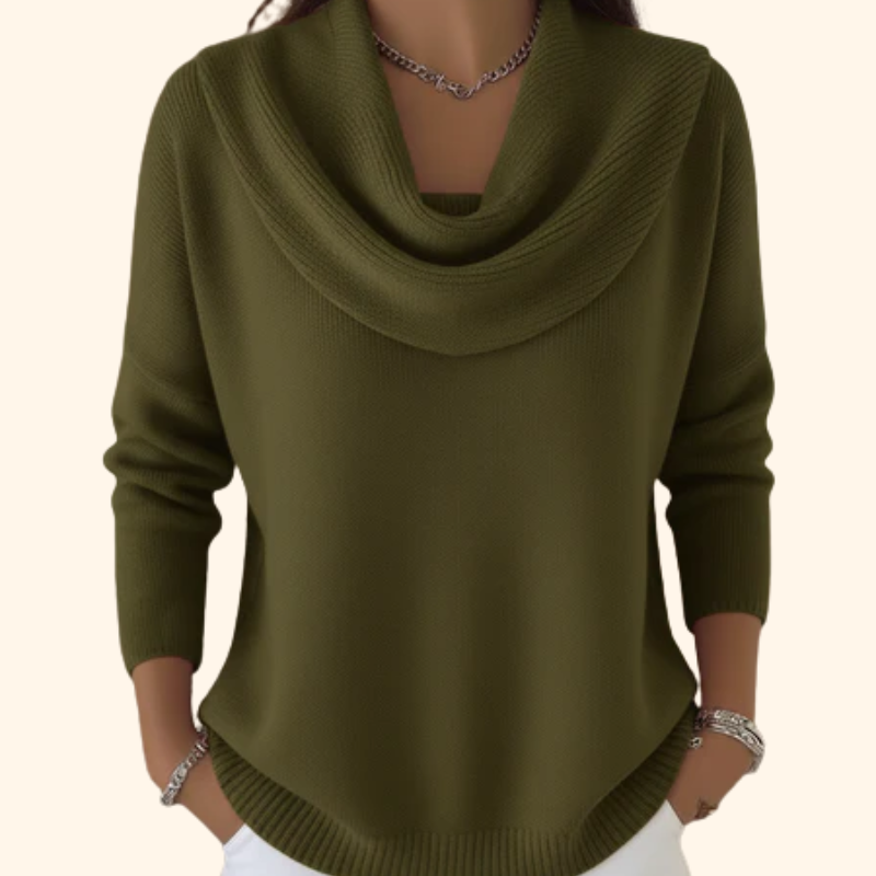Women's Relaxed Waterfall Sweater for Layering in Green